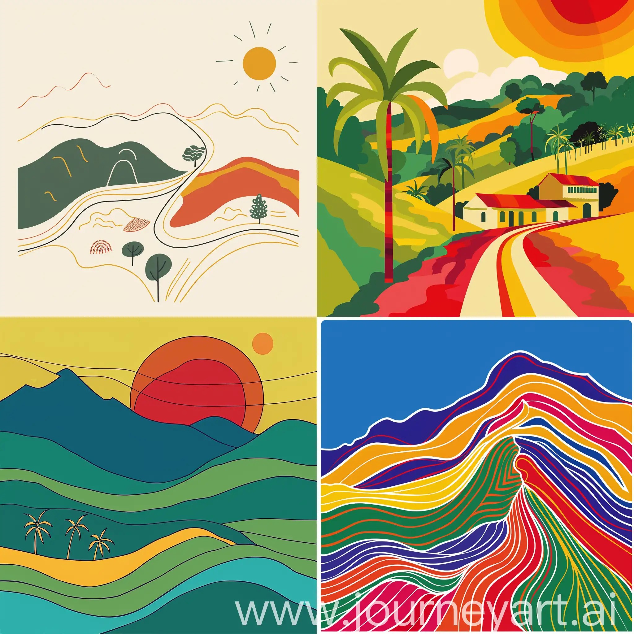 abstract minimalistic design of colombia landscape with only lines