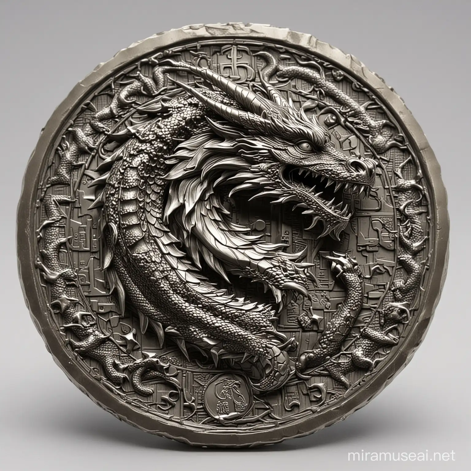 Mystical Dragon Coin Amidst Enchanting Treasure Trove