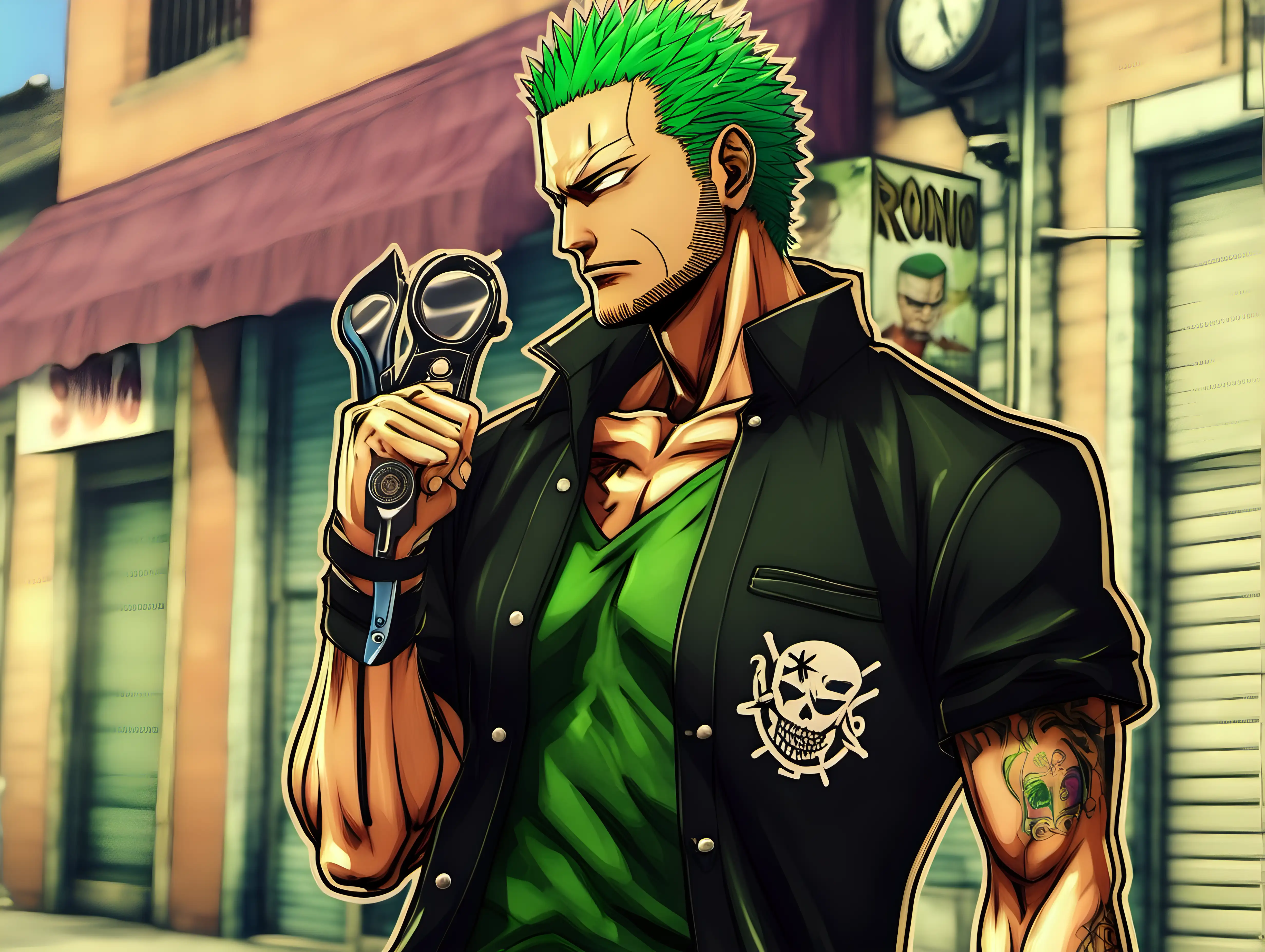 Latino-Style-Barbershop-Scene-with-Roronoa-Zoro-in-GTA