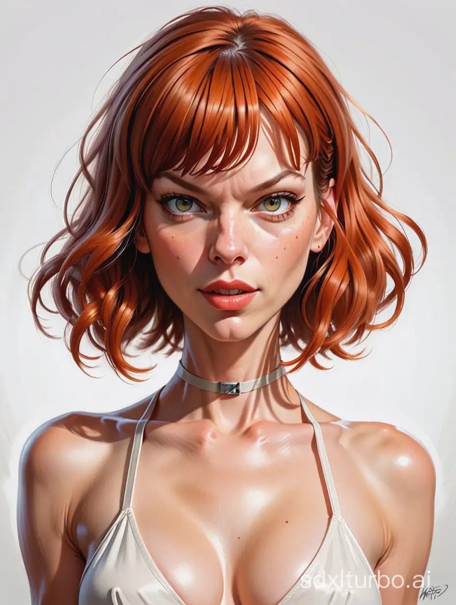 Caricature-of-Milla-Jovovich-Portraying-Leeloo-from-The-Fifth-Element
