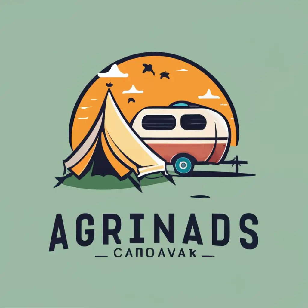 logo,  tent, caravan, with the text "AGRINOMADS", typography, be used in Travel industry
