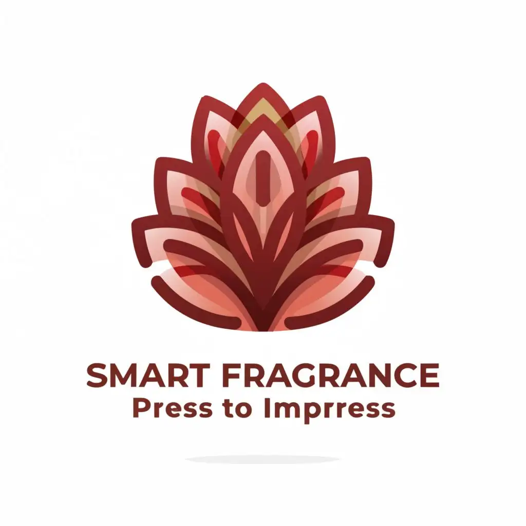 a logo design, with the text 'Smart Fragrance' 'Press to impress', main symbol: A flower, complex, be used in Beauty Spa industry, clear background Light red