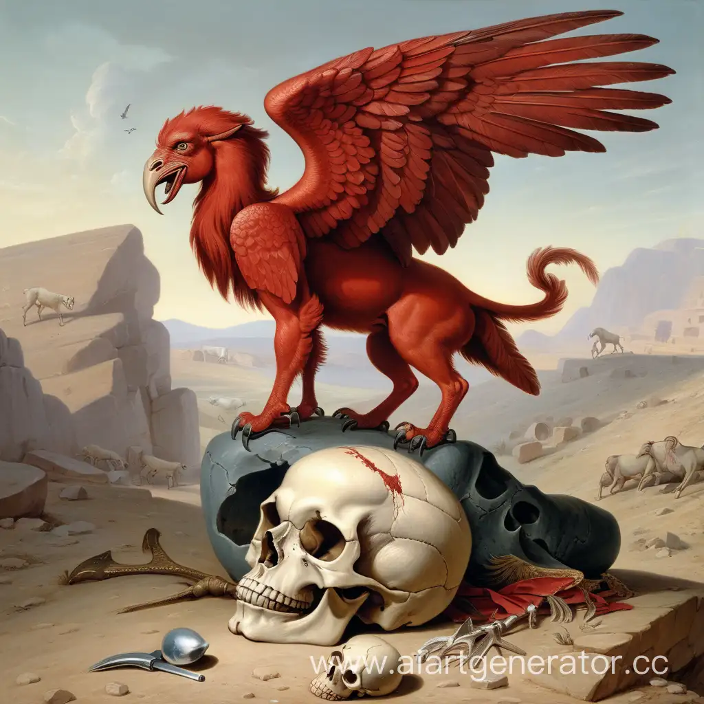 Majestic-Red-Griffin-Guardian-by-a-Goat-Skull