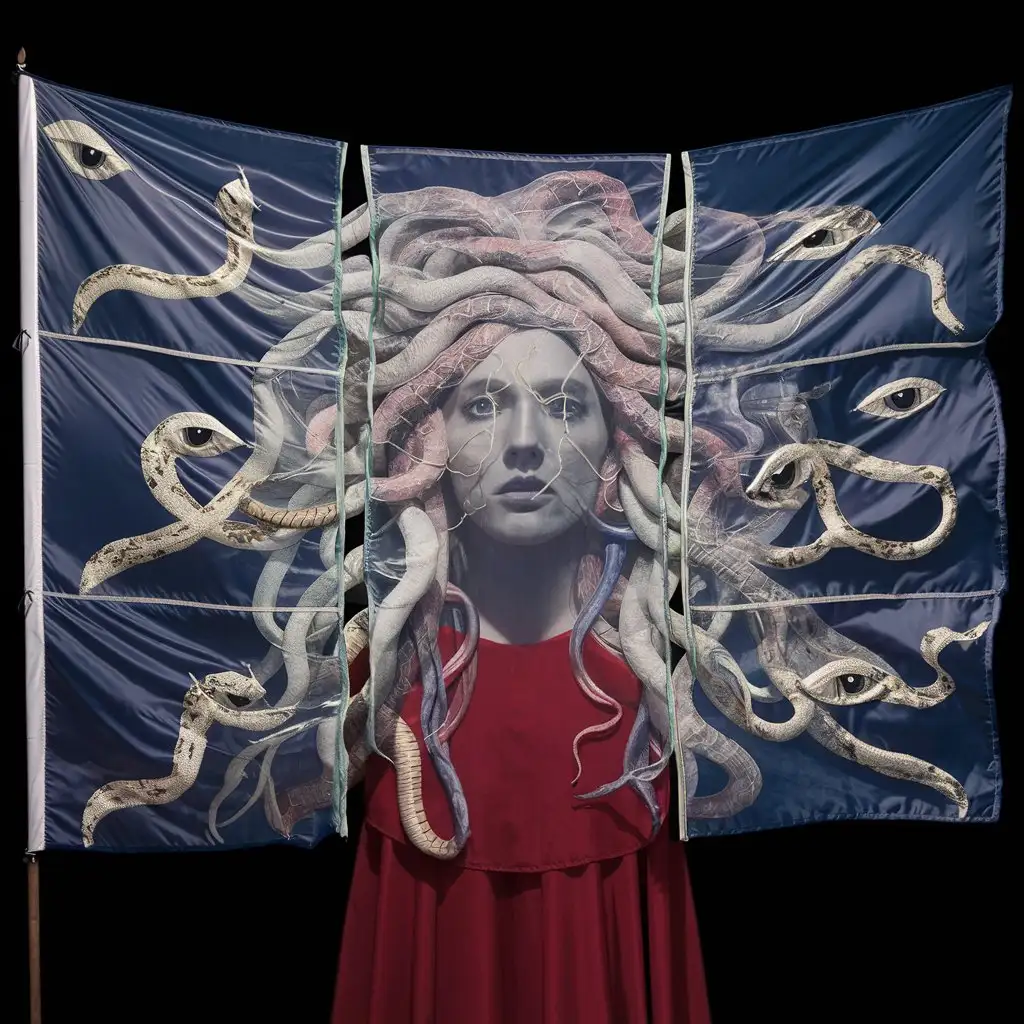 Medusa Inspired Transparent Flag Against Objectifying Gaze
