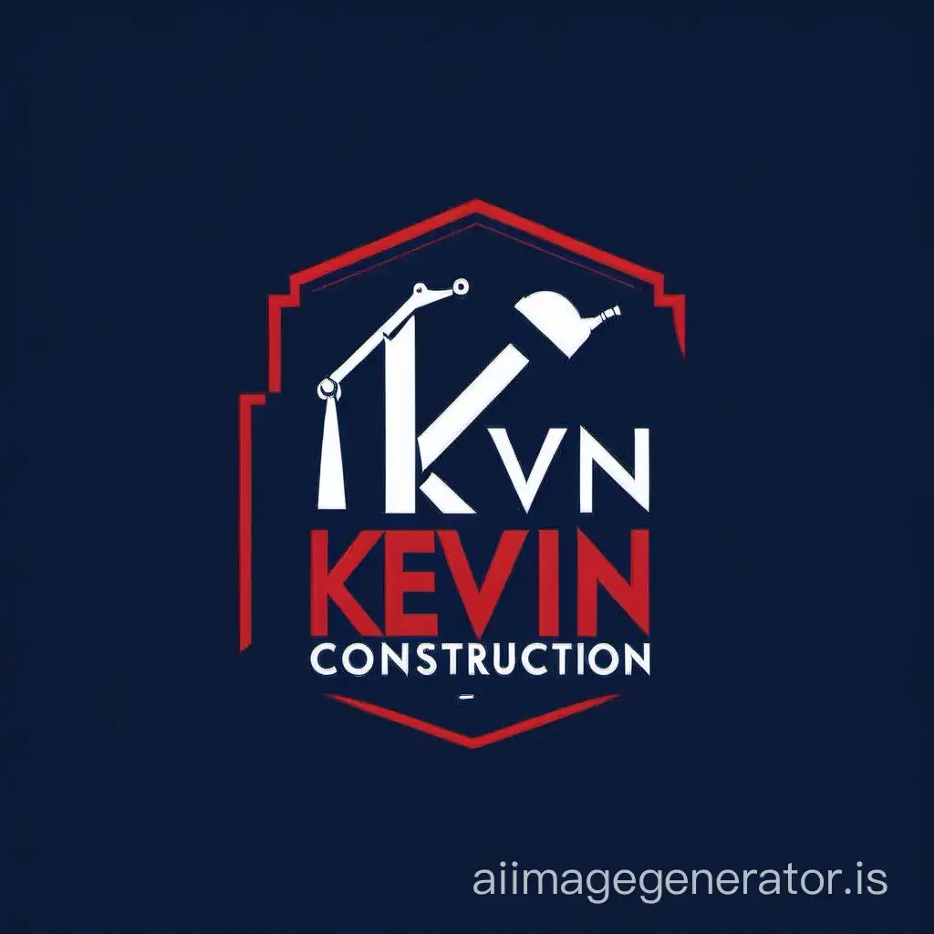Kevin-Construction-Professional-Logo-in-Dark-Blue-and-Dark-Red