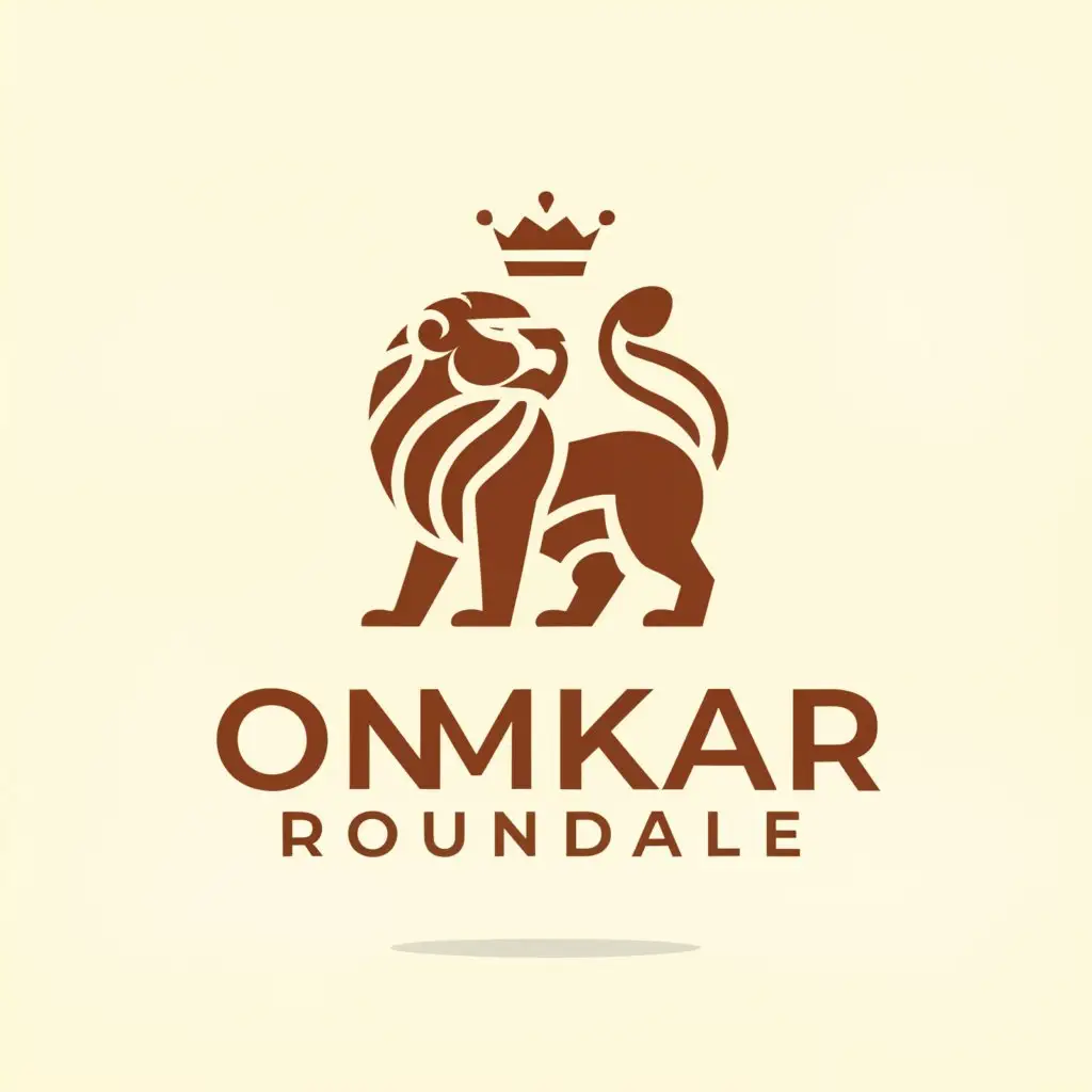 a logo design,with the text "Omkar Roundale", main symbol:Lion With Crown,Moderate,clear background