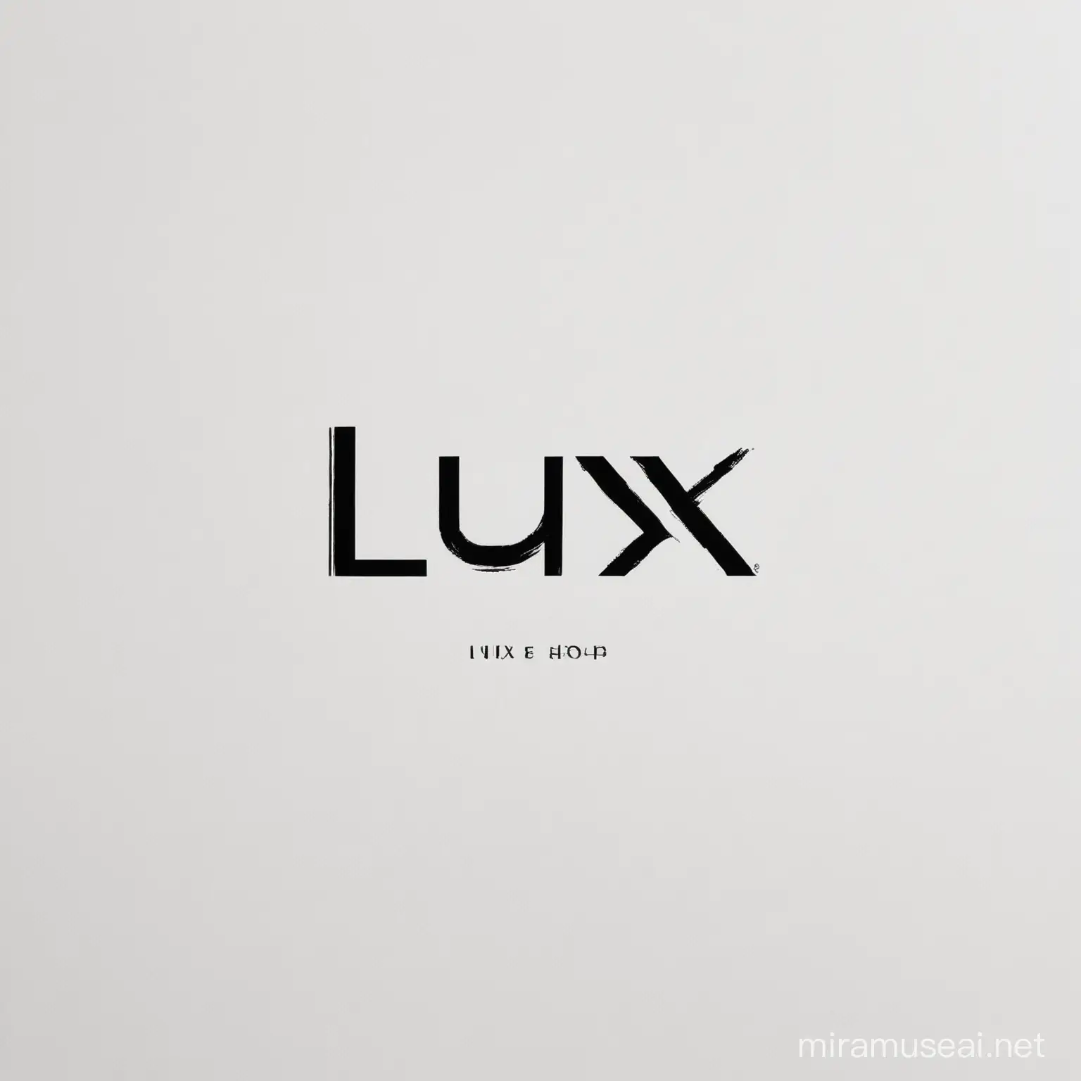 This logo includes minimalistic type feels black letters in white background, which aligns with the name "LUX shop" and the concept of selling clothes.