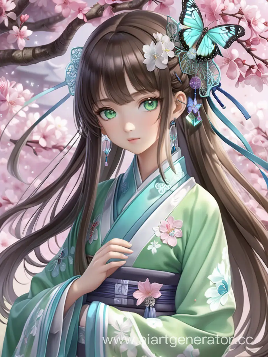 Chinese-Anime-Girl-in-Spring-Forest-with-Floral-Hanfu-and-Butterfly-Fan