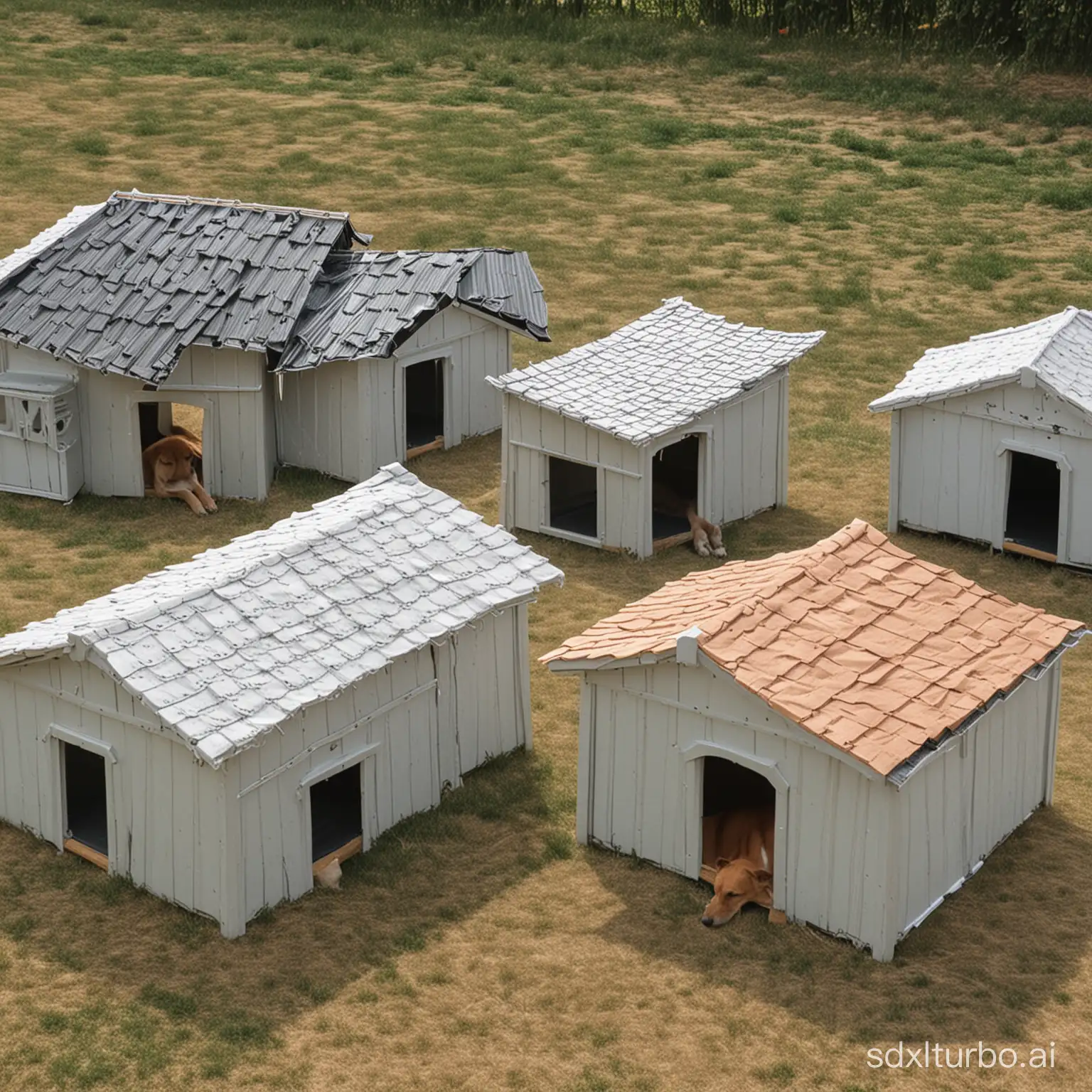 Dog-King-Overseeing-Eight-Sets-of-Spacious-Dog-Houses