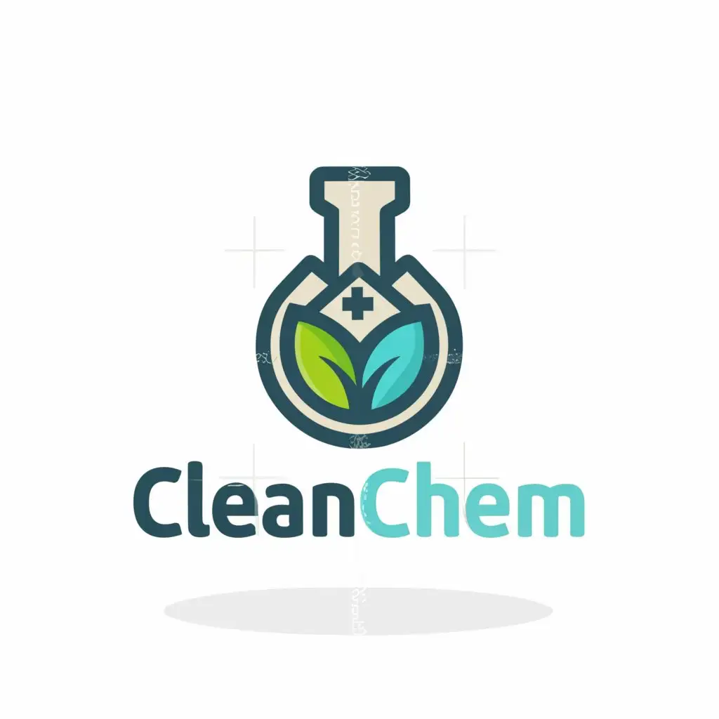 LOGO-Design-For-CleanChem-EcoFriendly-Green-White-with-Laboratory-Flask-and-Leaf-Emblem