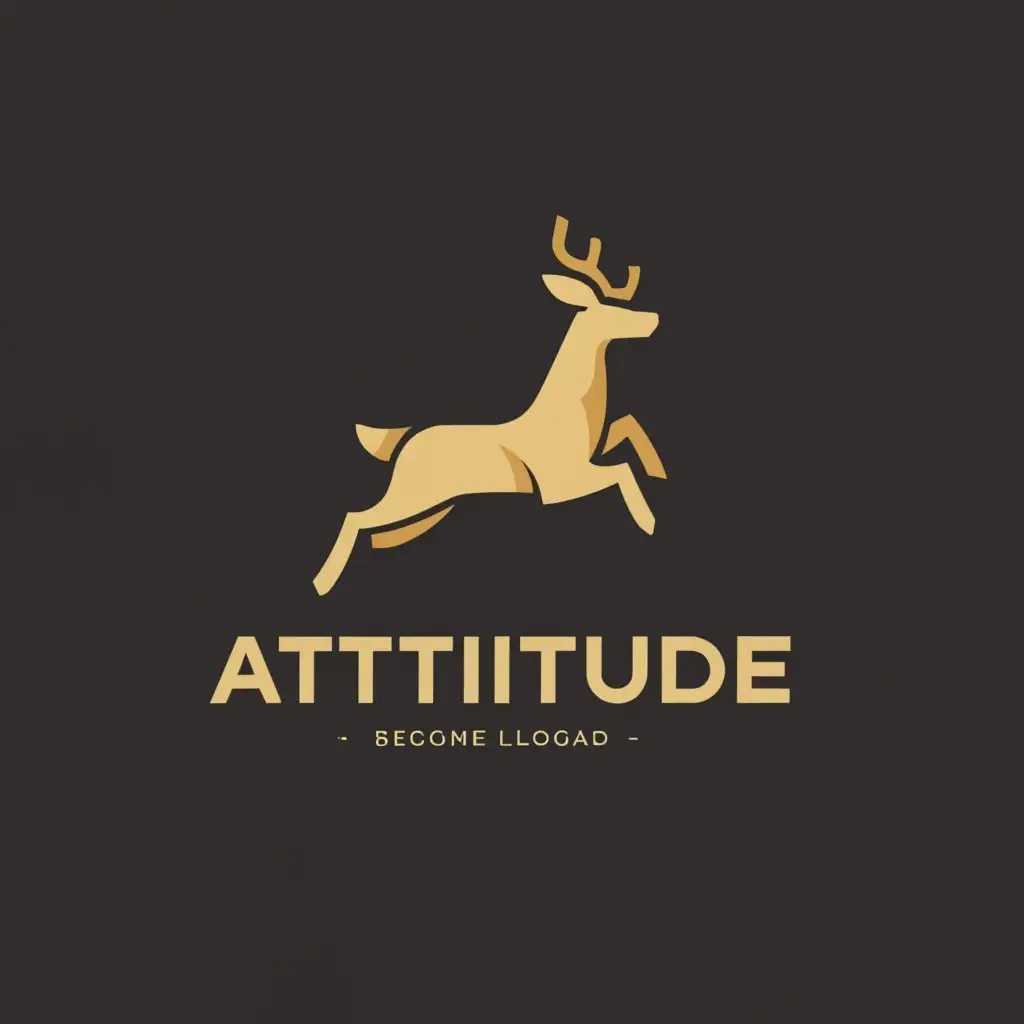 a logo design,with the text "attitude", main symbol:a jumping deer,Moderate,clear background