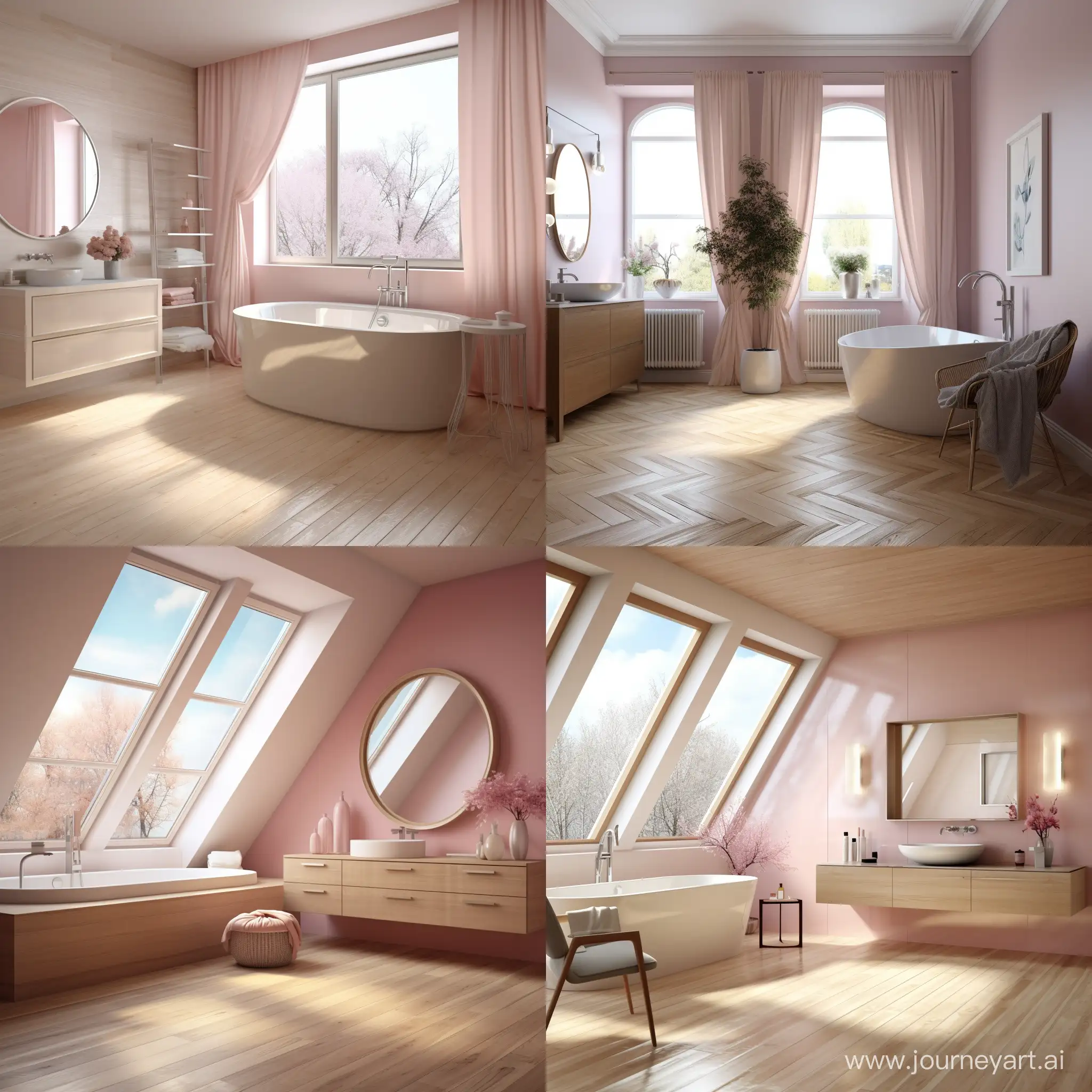 Modern-Style-Pink-Beige-Bathroom-with-Light-Parquet