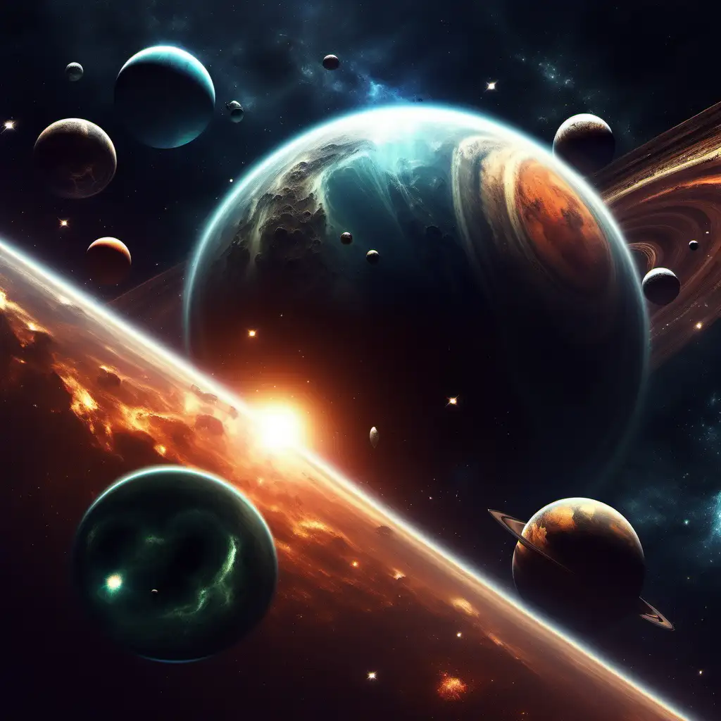 Amazing space art with planets