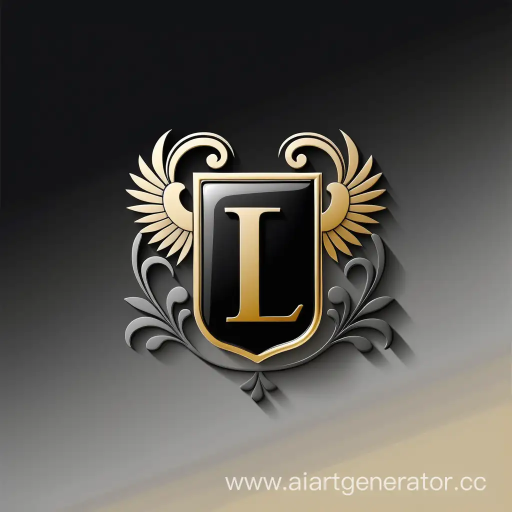 Логотип для адвокатской фирмы в серо черно золотом градиенте с английской буквой L в основе