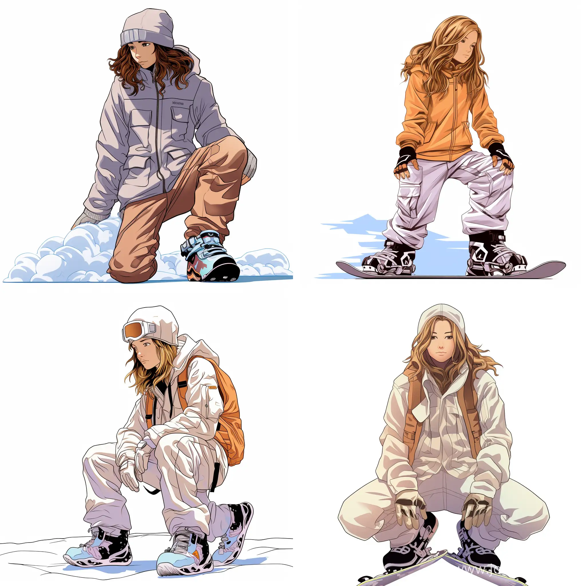 Manga-Style-Snowboarder-in-Crop-Top-and-Snowboard-Gear