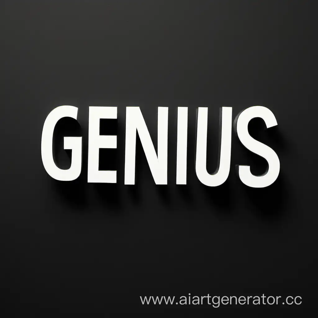 Слово "Genius" белыми буквами на чёрном фоне. Стиль - минимализм