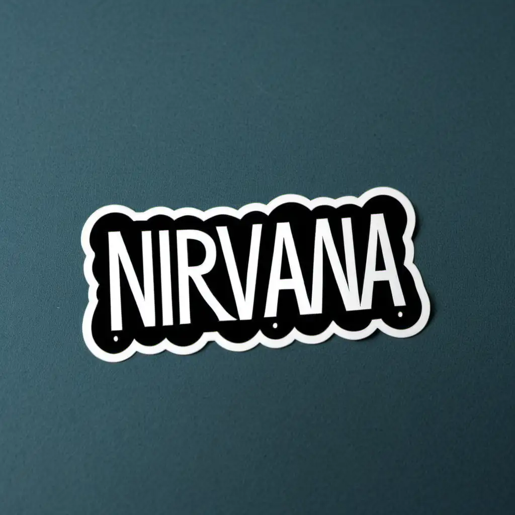 A sticker with the word "NIRVANA"