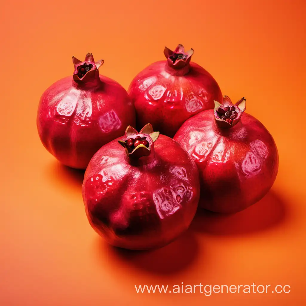 Ripe-Juicy-Pomegranates-on-Vibrant-Orange-Background