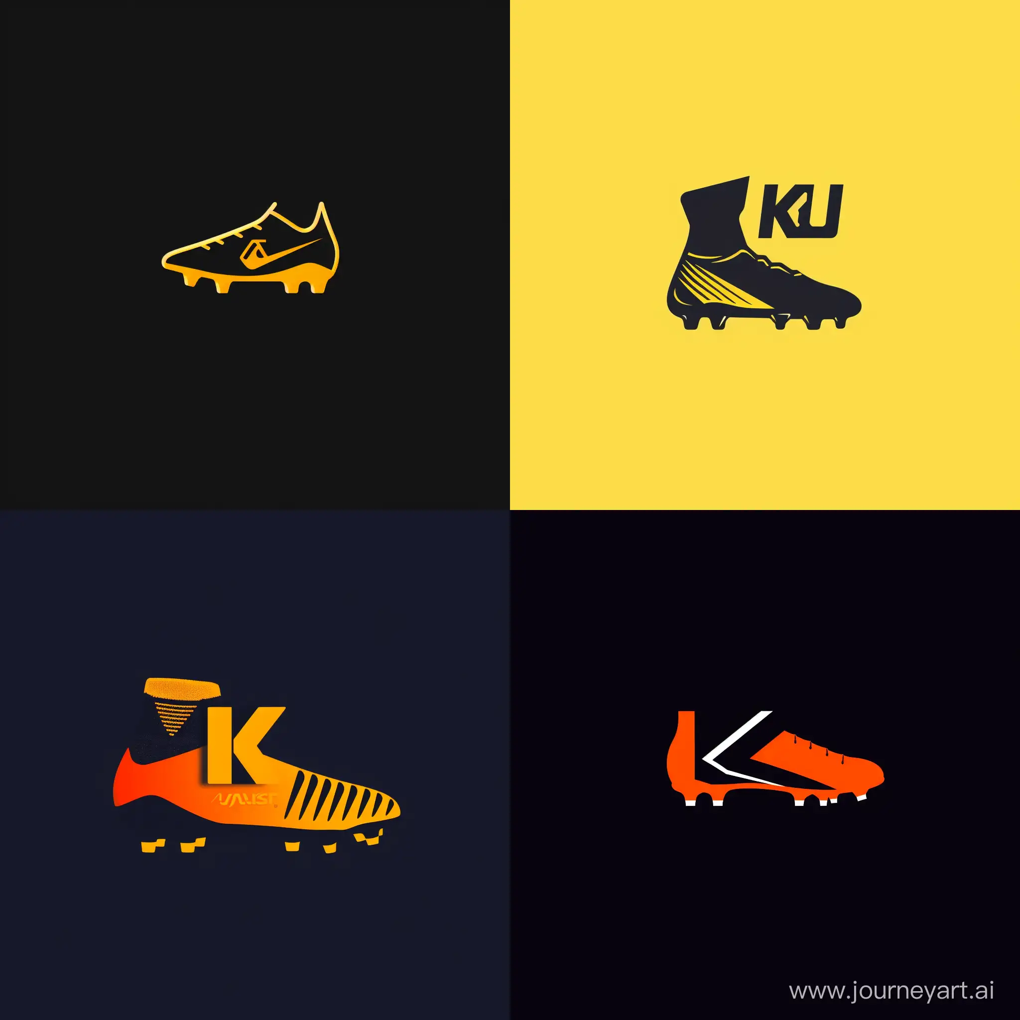 Brand logo, minimalist, KL text for a company selling football boots