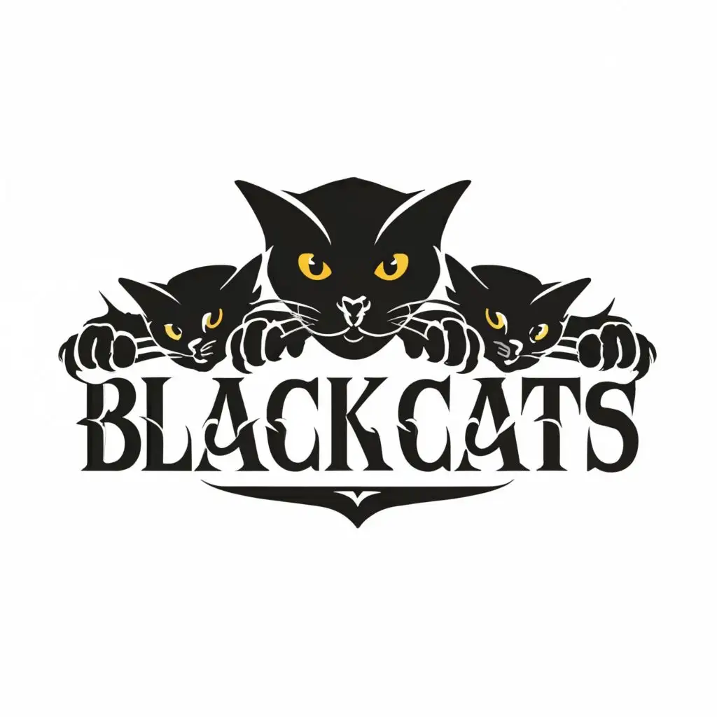 logo, Black Cats, with the text "BlackCats", typography