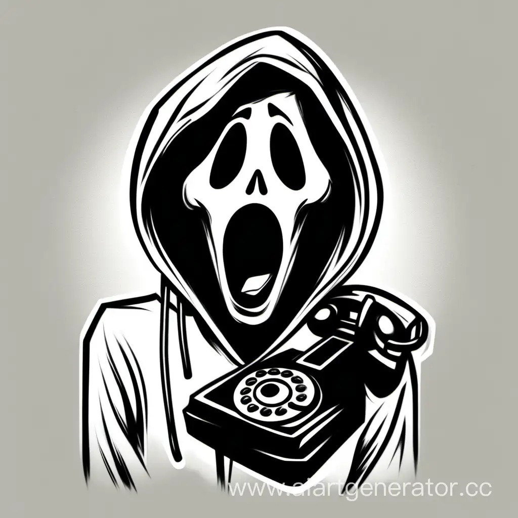 Scream-Movie-Character-Holding-Telephone-Sketch-Art