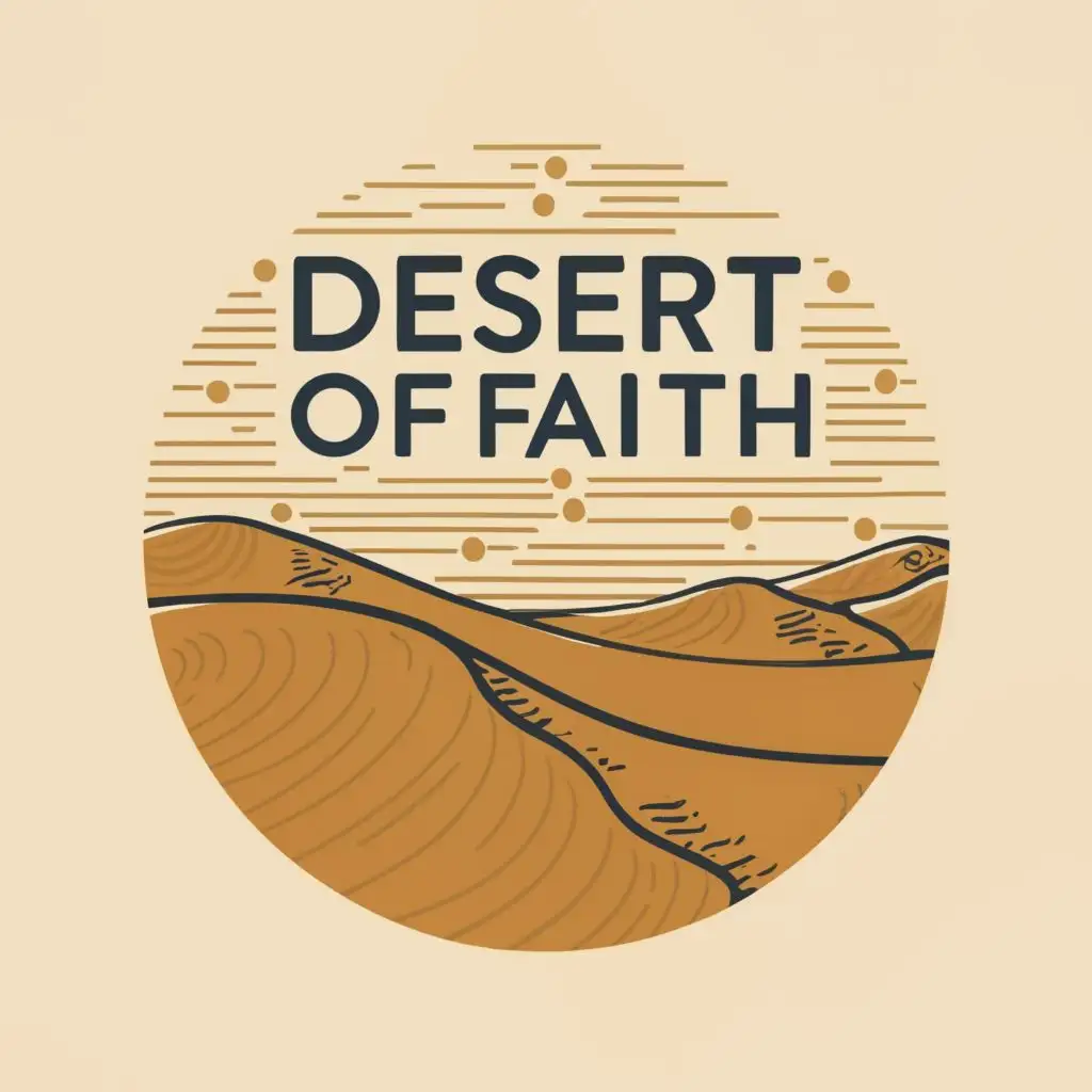 logo, dune, with the text "Desert of Faith", typography