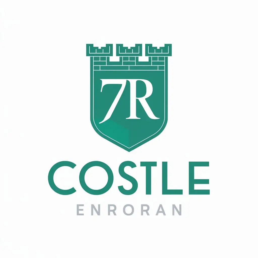 logo, Green castle crest with 7R in the middle, with the text "7R", typography