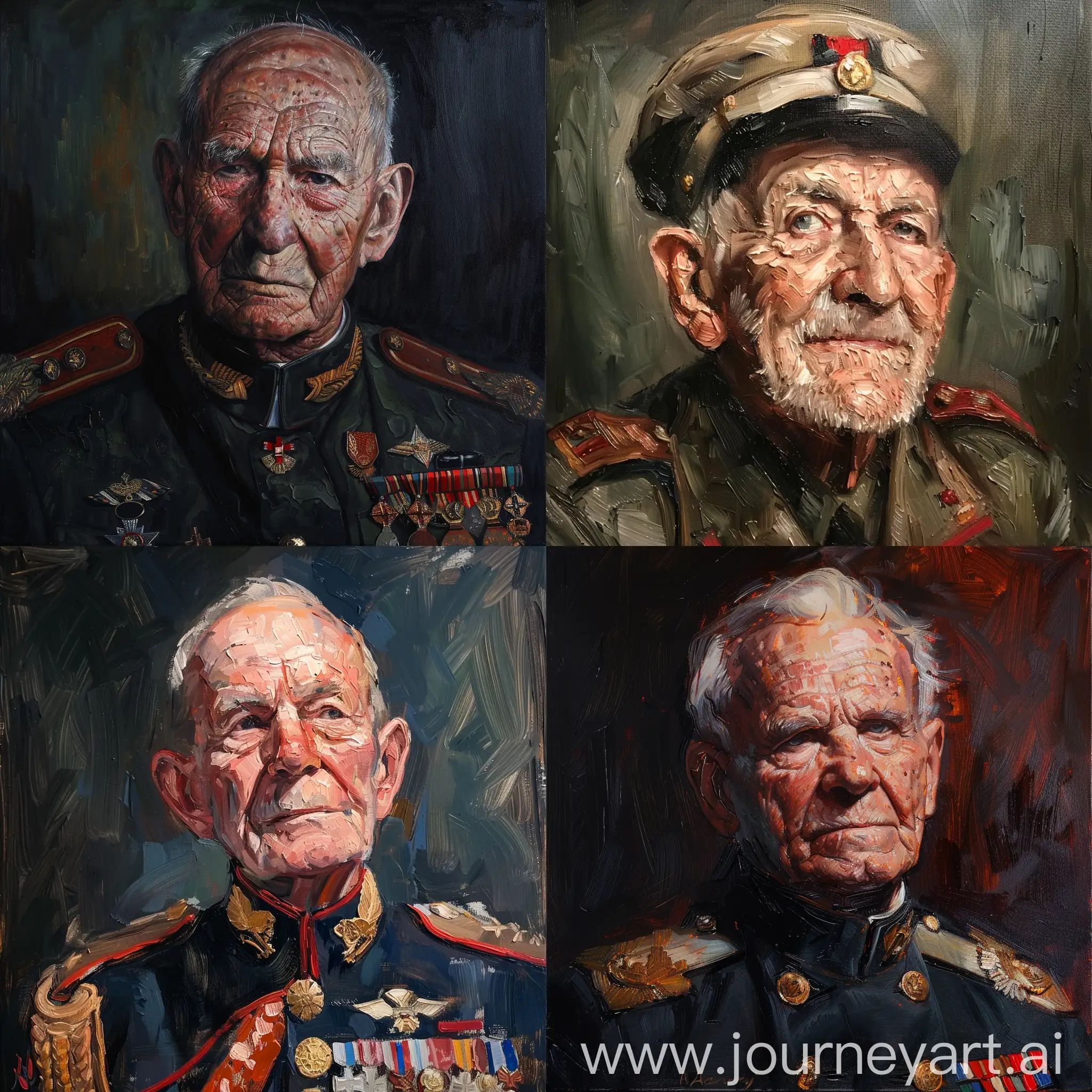 an oil painting of a old military man looking proud
