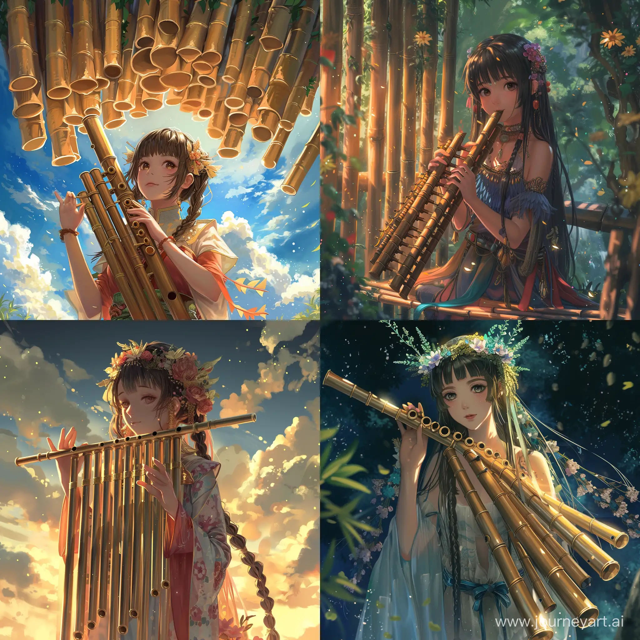 An anime style panflute created by gods from a fantasy tale