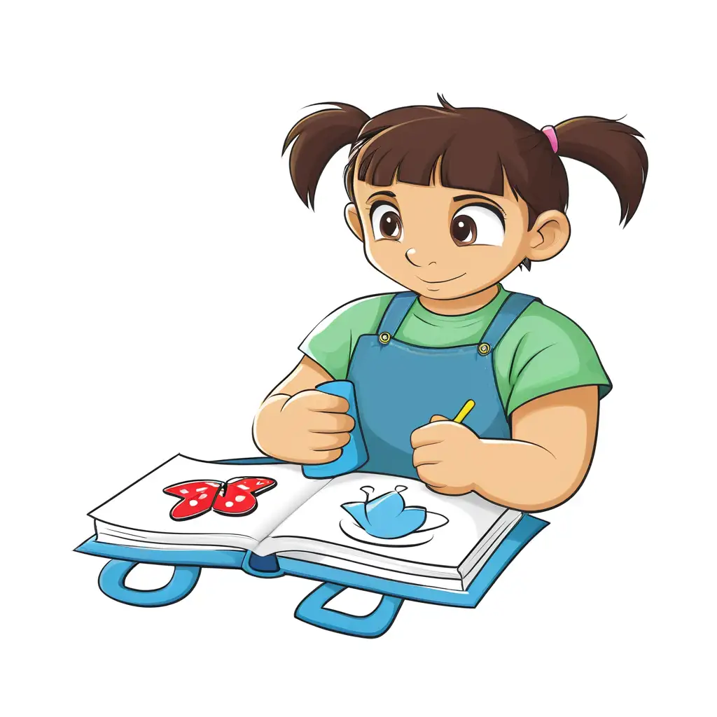 3 years old child playing with a soft book at a table, the eyes are opened