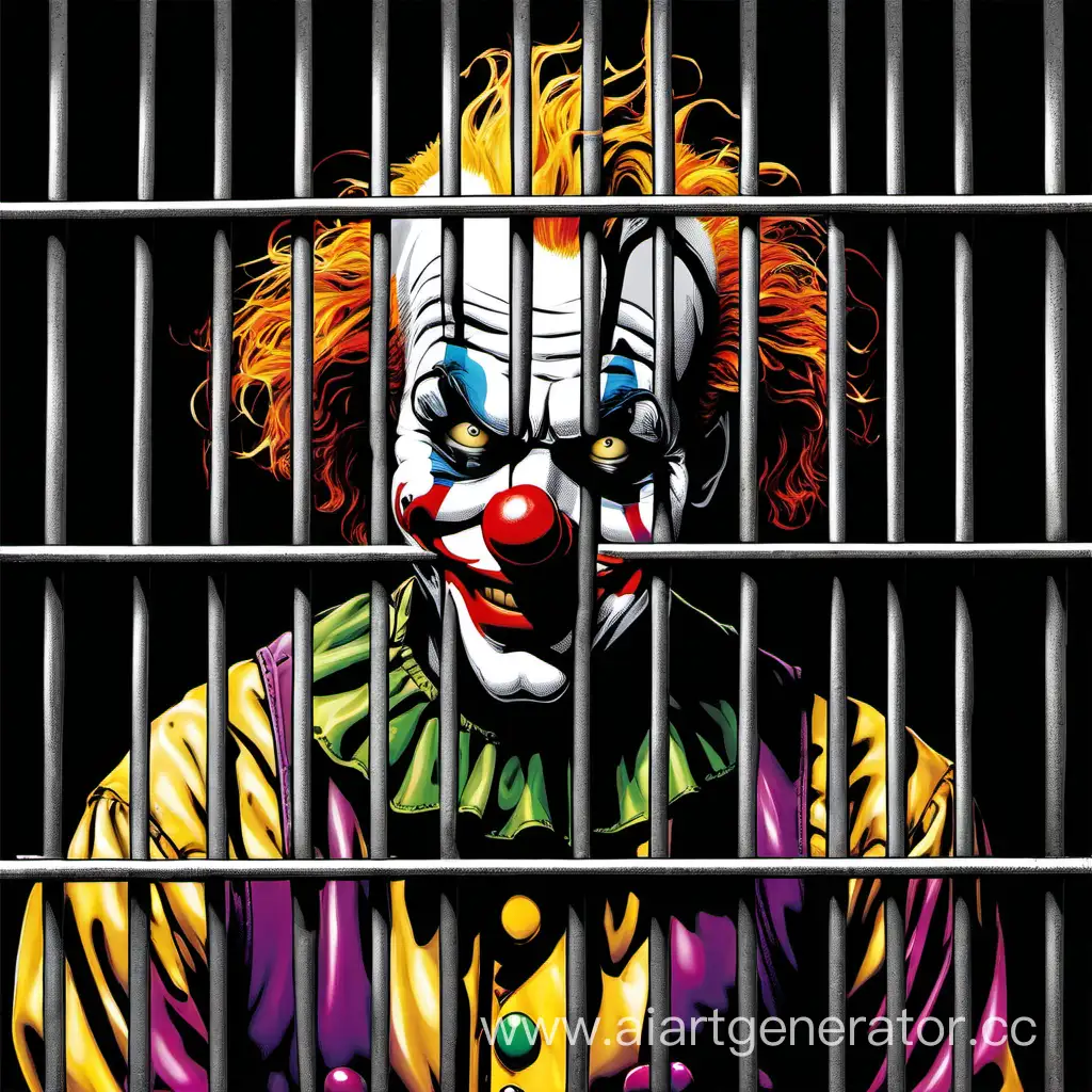 Caged-Joker-Clown-Silenced-in-Surreal-Circus-Captivity
