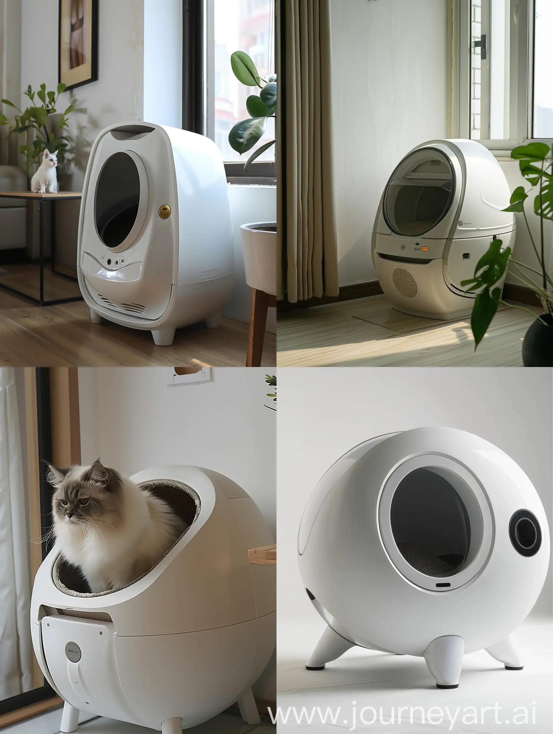Modern-Large-Automatic-Pet-Litter-Box-with-Rotating-Entrance
