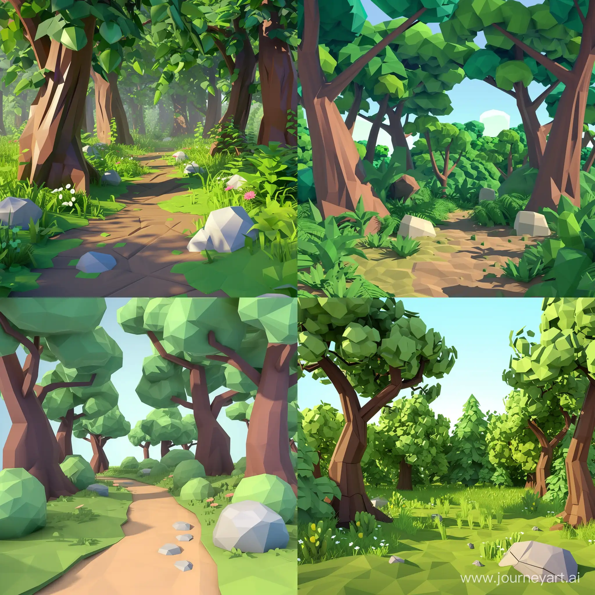 forest in cartoon low poly style