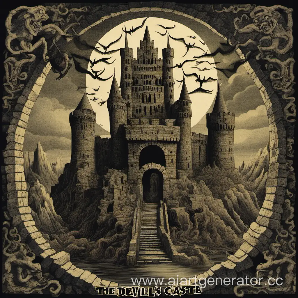 замок дьявола в реп стиле, с надписью TET RIDER