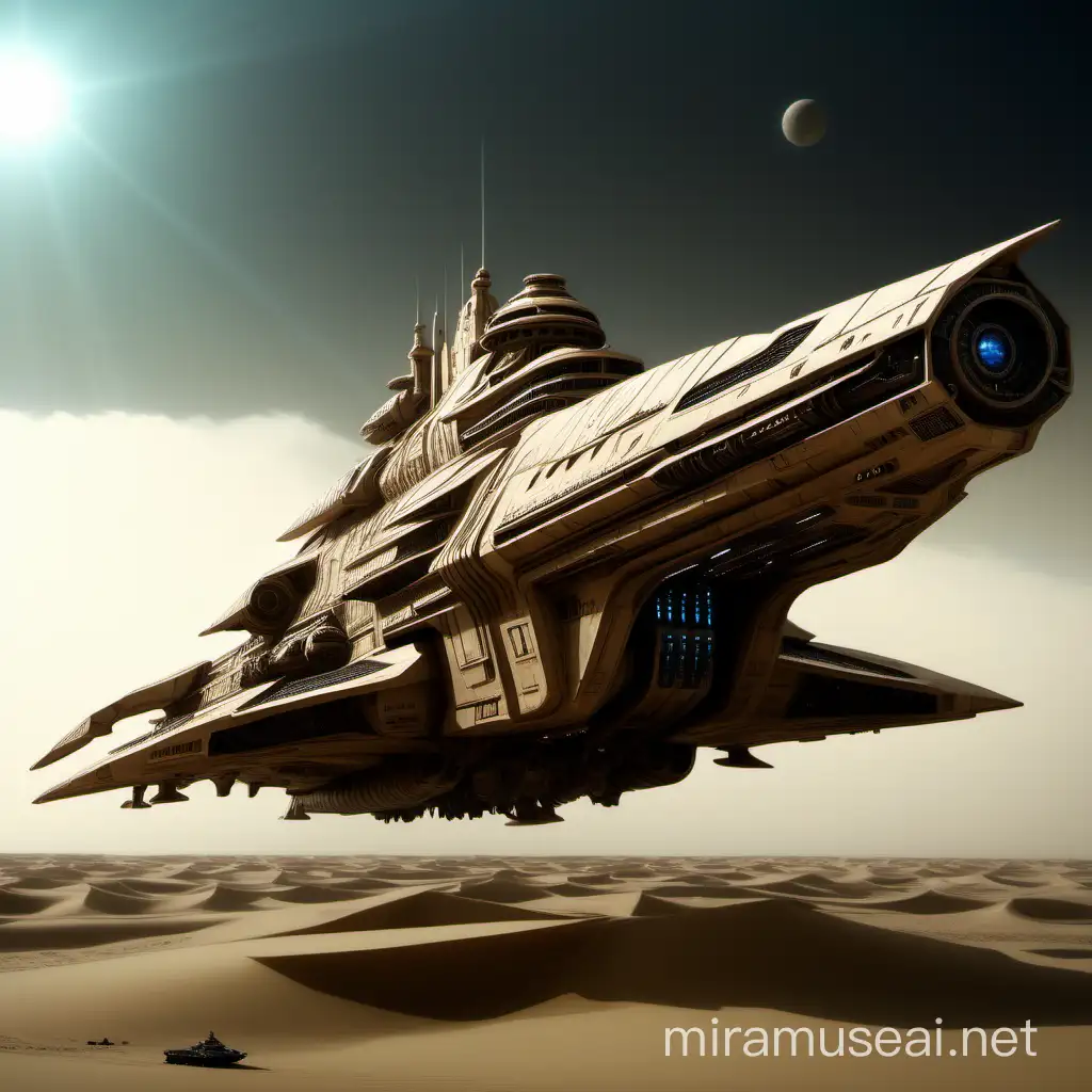 imperial space battleship in style Dune
