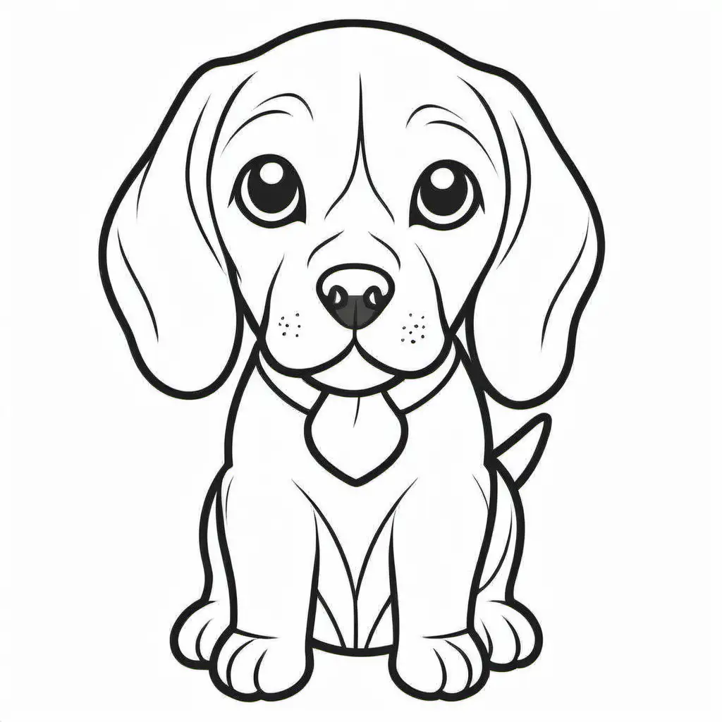 simple cute  Beagles
coloring page
line art
black and white
white background
no shadow or highlights