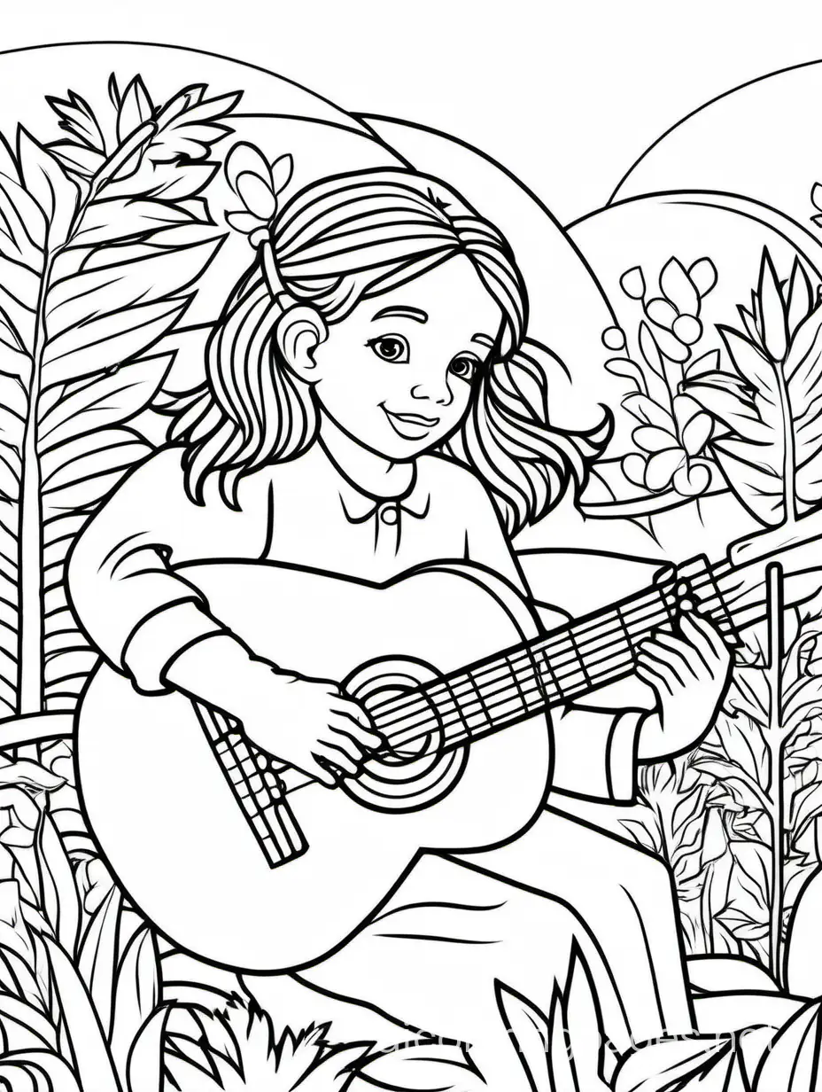 Soothing-Music-and-Nature-Coloring-Page-for-Kids-Relaxing-Line-Art-on-White-Background