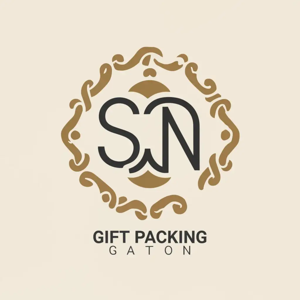a logo design,with the text "SN Creations", main symbol:SN Gift packing
,Minimalistic,be used in Events industry,clear background