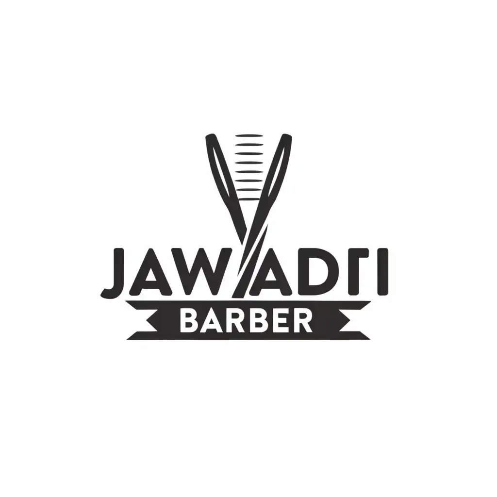 a logo design,with the text "jawadi barber", main symbol:make my name comb and scissors,Minimalistic,clear background