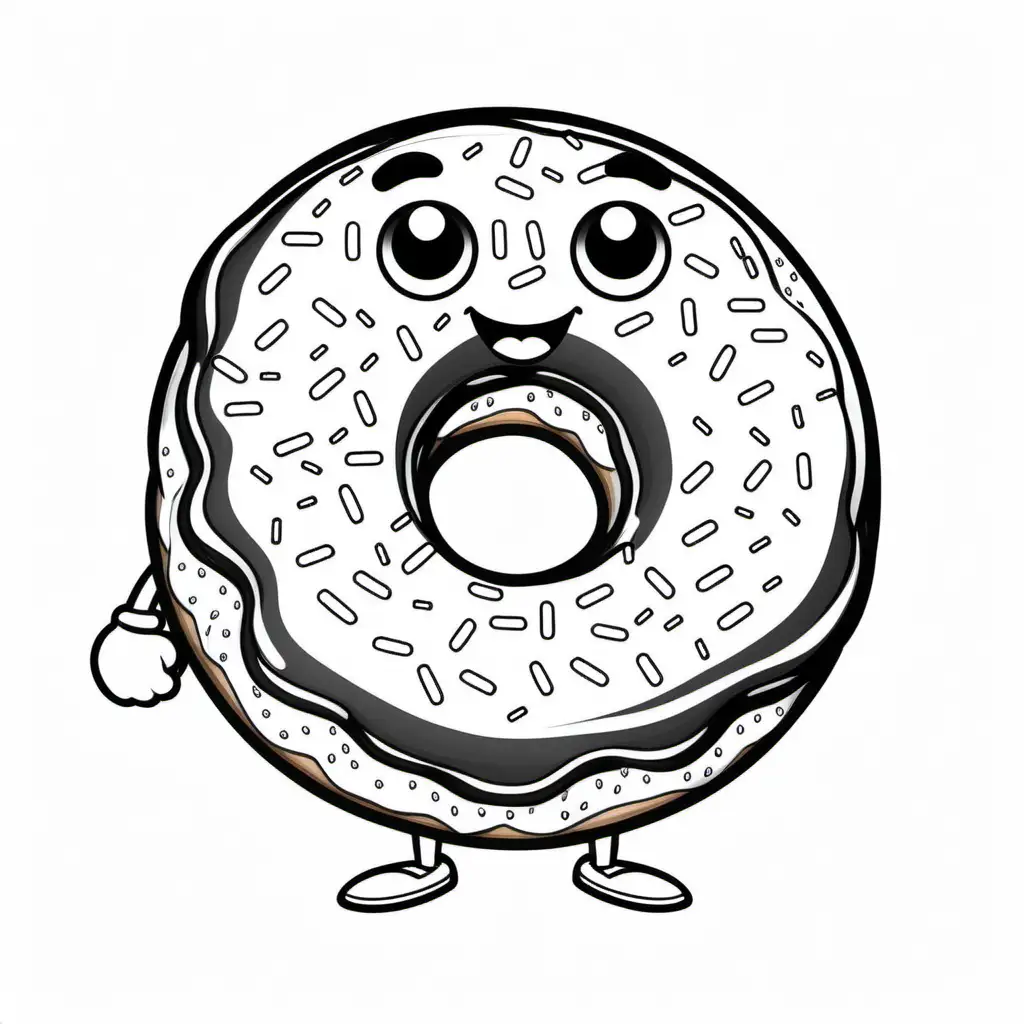 coloring page donut, funny, cartoon style