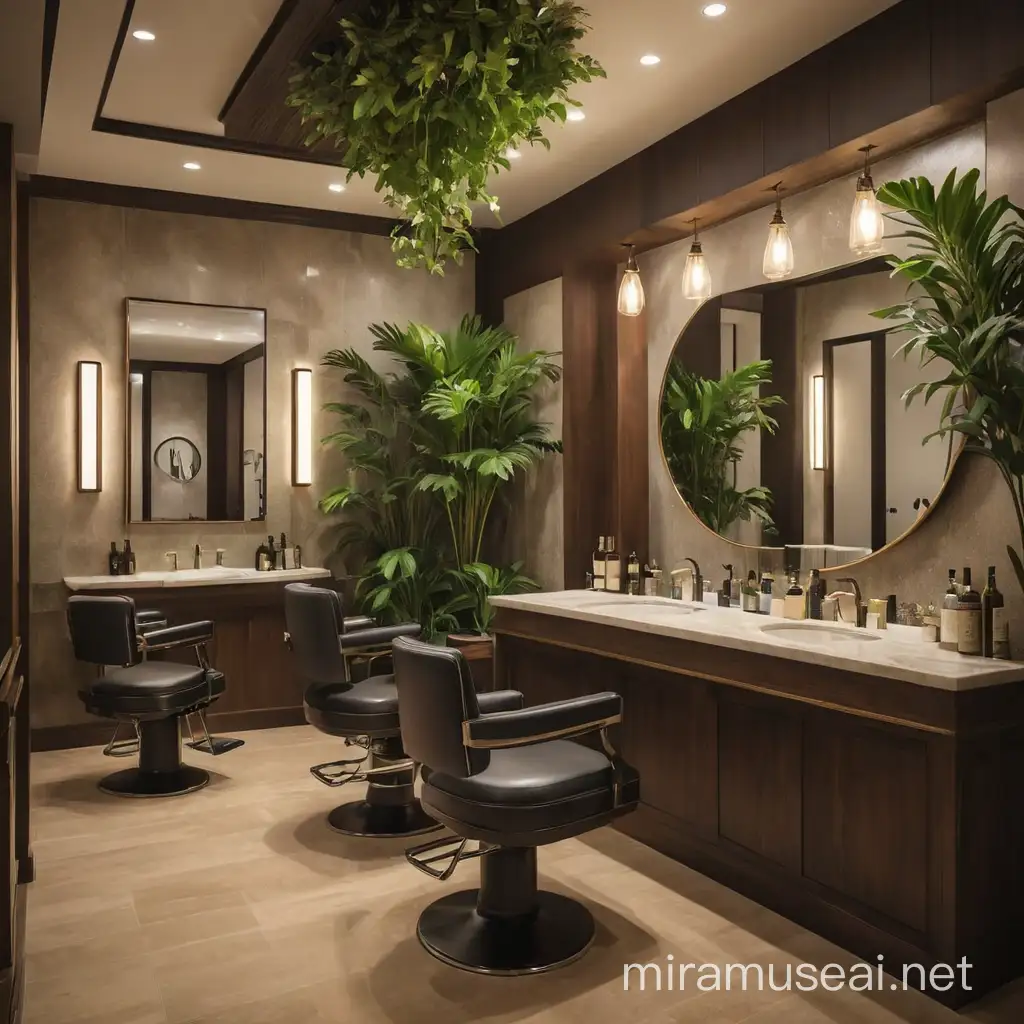 The design for the men's saloon embraces a modern and sophisticated aesthetic, seamlessly blending upscale luxury with a welcoming atmosphere. Emphasizing clean lines and warm, natural materials, the space is designed to evoke a sense of relaxation and rejuvenation for its clientele. By integrating elements of biophilic design, such as abundant greenery and natural light, the saloon creates a tranquil oasis within an urban setting. The layout is thoughtfully organized to optimize flow and functionality, ensuring a seamless experience for both staff and patrons. The use of sustainable and eco-friendly materials underpins the commitment to responsible design practices, further enhancing the saloon's appeal. Overall, the design philosophy revolves around creating a space that not only meets the practical needs of a men's grooming establishment but also elevates the overall experience for its visitors.