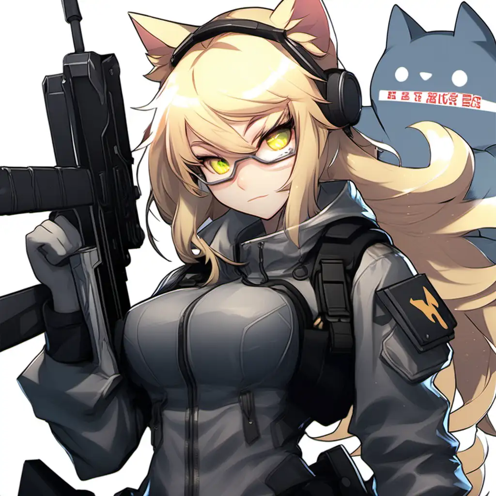 Blonde Cat Girl in Riot Games Art Style Tactical Special Forces Splash Art