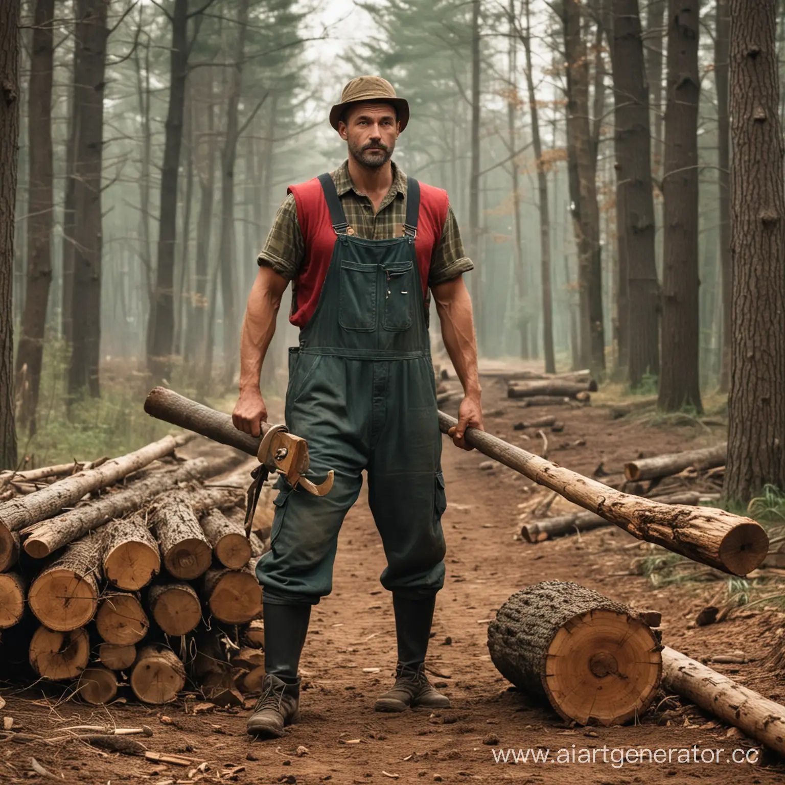 Skilled-Woodcutter-Crafting-Timber-in-Serene-Forest-Setting