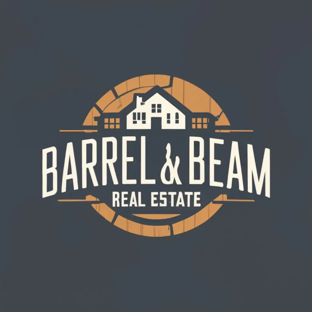 LOGO Design for Barrel Beam Real Estate Whiskey BarrelInspired Symbolism AI LOGO Generator
