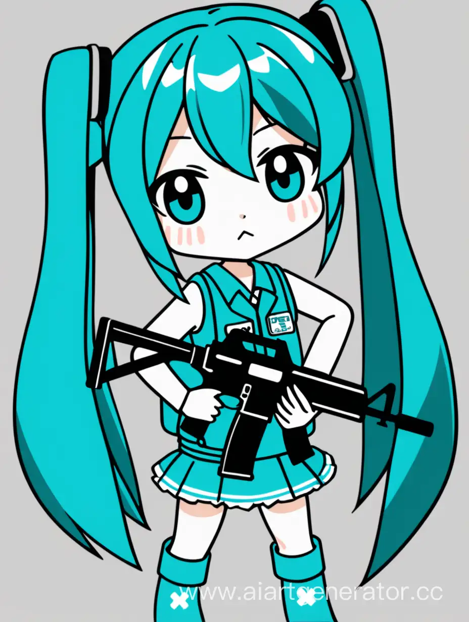 Chibi-Hatsune-Miku-with-MP5-Kawaii-Vocaloid-Gunplay-Art