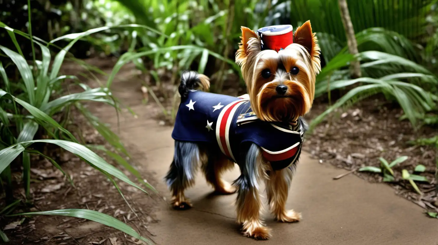 Yorkie Therapy Dog Comforting American World War Soldiers in Jungle