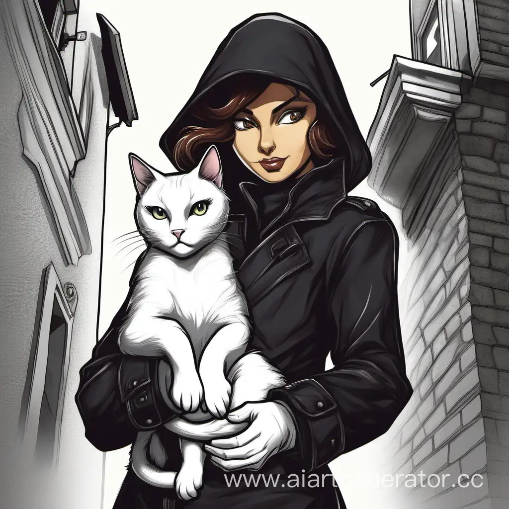 шпионка с котом на руках