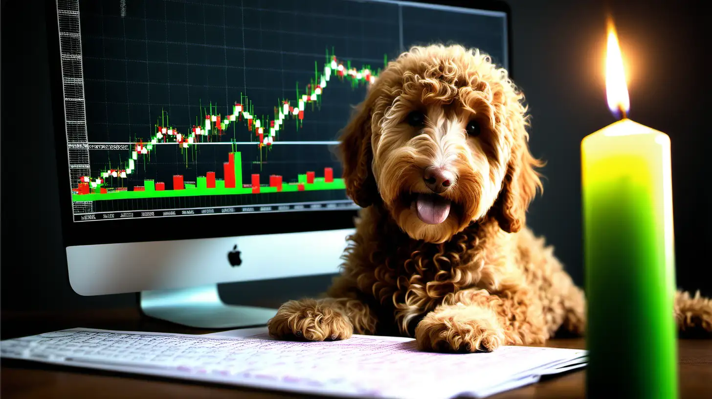 Labradoodles Analyzing Forex Charts with Stonks and Big Green Candles
