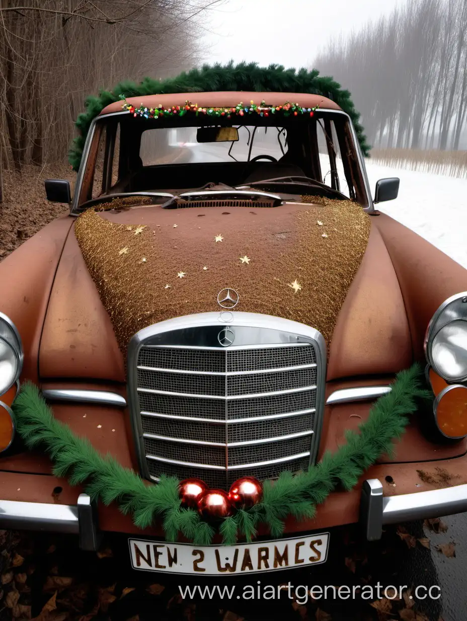 Vintage-Mercedes-Decked-Out-in-New-Years-Garlands