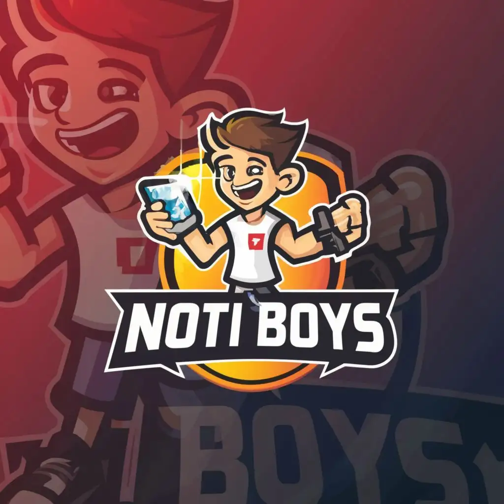 a logo design,with the text "Noti boys", main symbol:Notification boys,Moderate,be used in Sports Fitness industry,clear background
